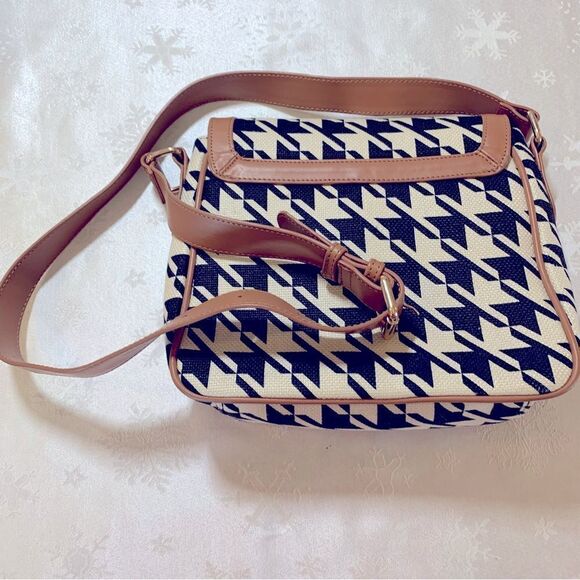 Spartina 449 Stoddard Crossbody Handbag Linen & Leather Snap Closure Gorgeous - Picture 5 of 10